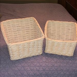 Stacking wicker baskets